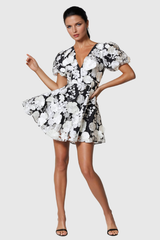 Aeryn Flower Plunge Lace Mini Dress