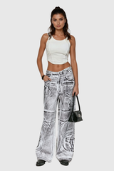 Affleck Print Wide Jeans