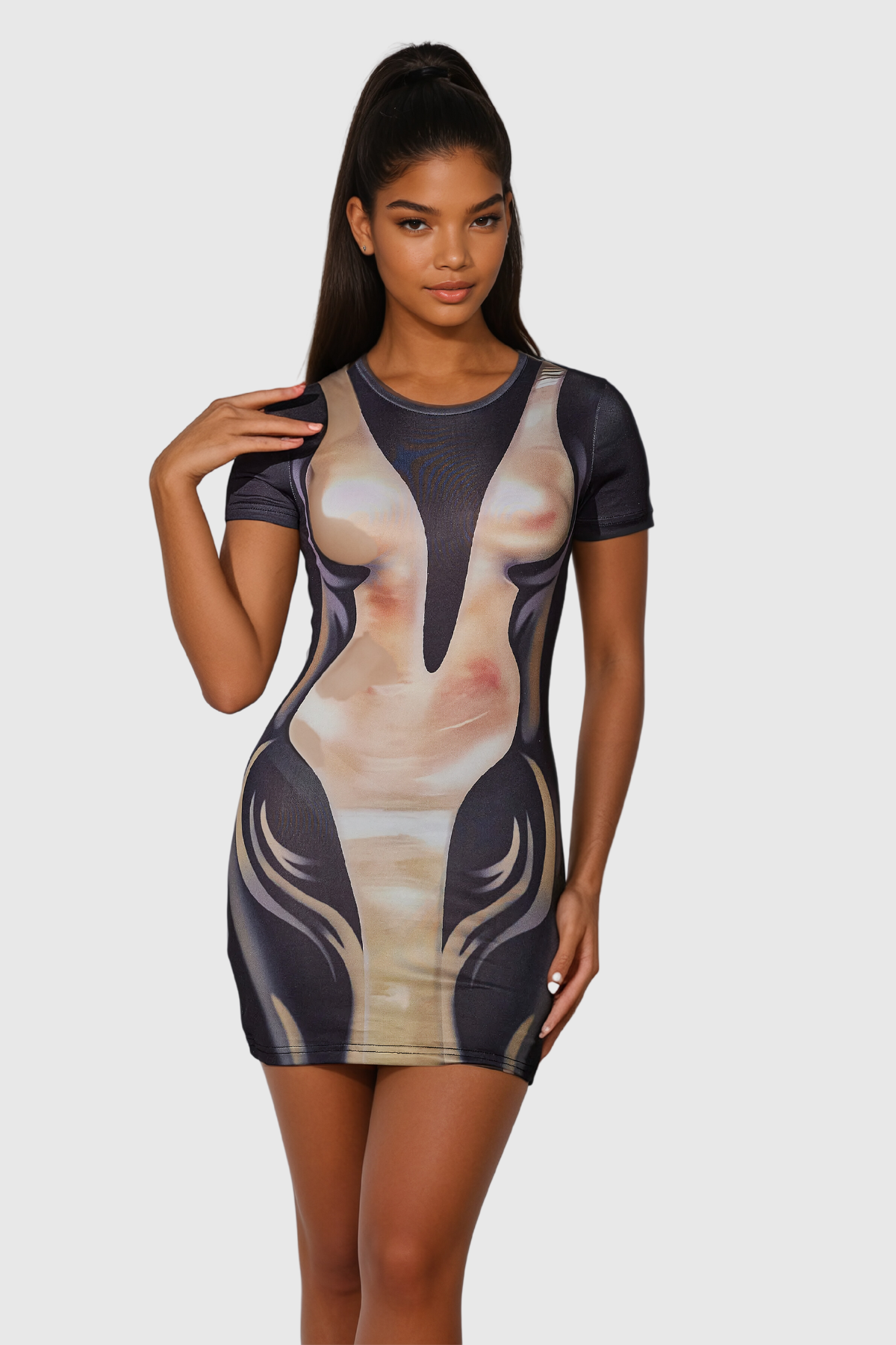 Agamemnon Print Bodycon Mini Dress