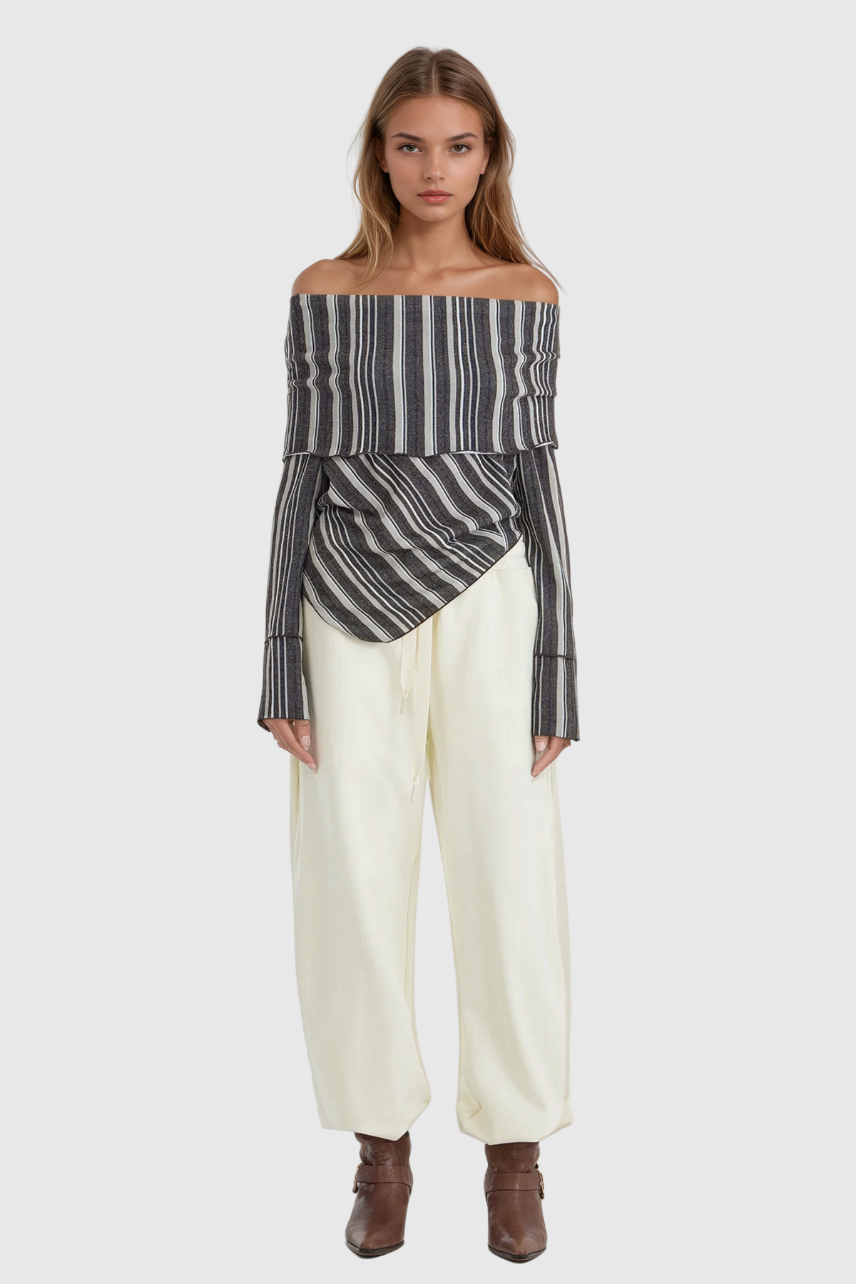 Agata – Schulterfreies, gestreiftes Top