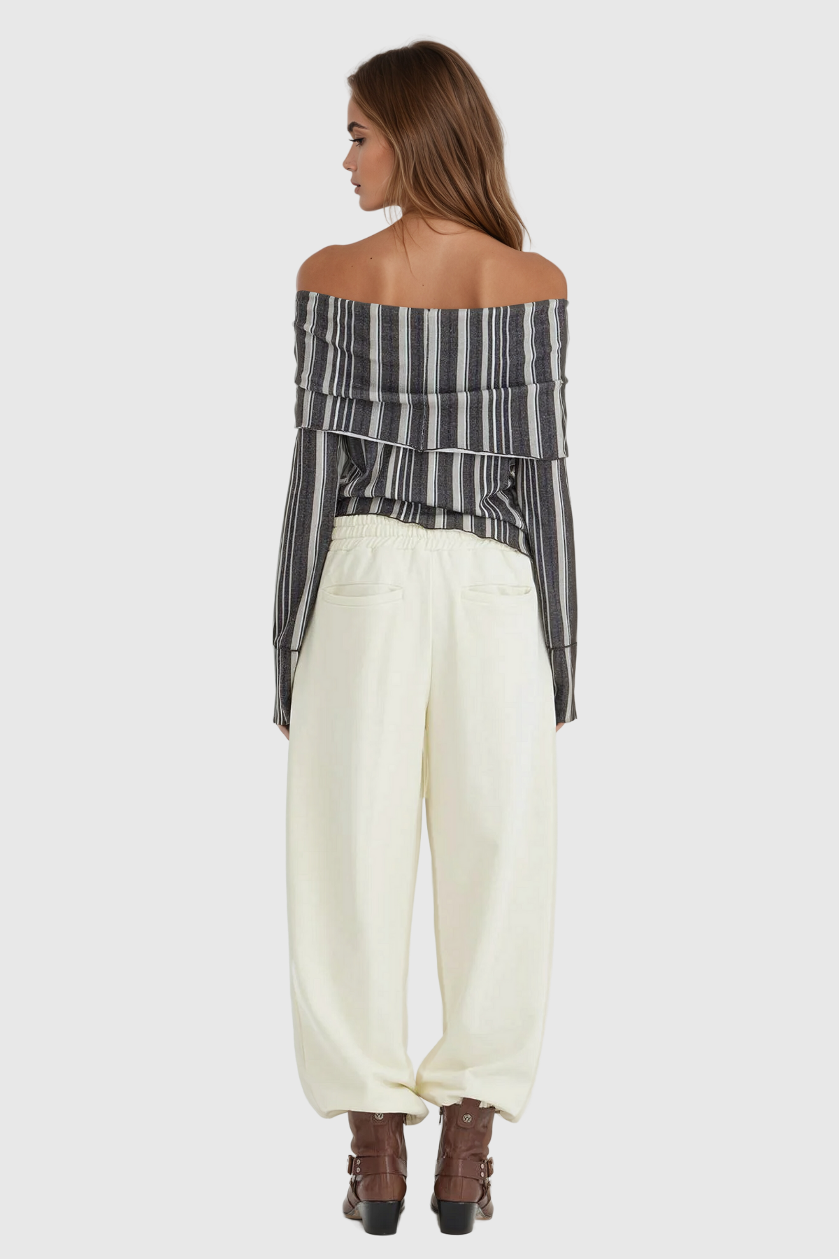 Agata – Schulterfreies, gestreiftes Top