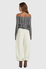 Agata – Schulterfreies, gestreiftes Top