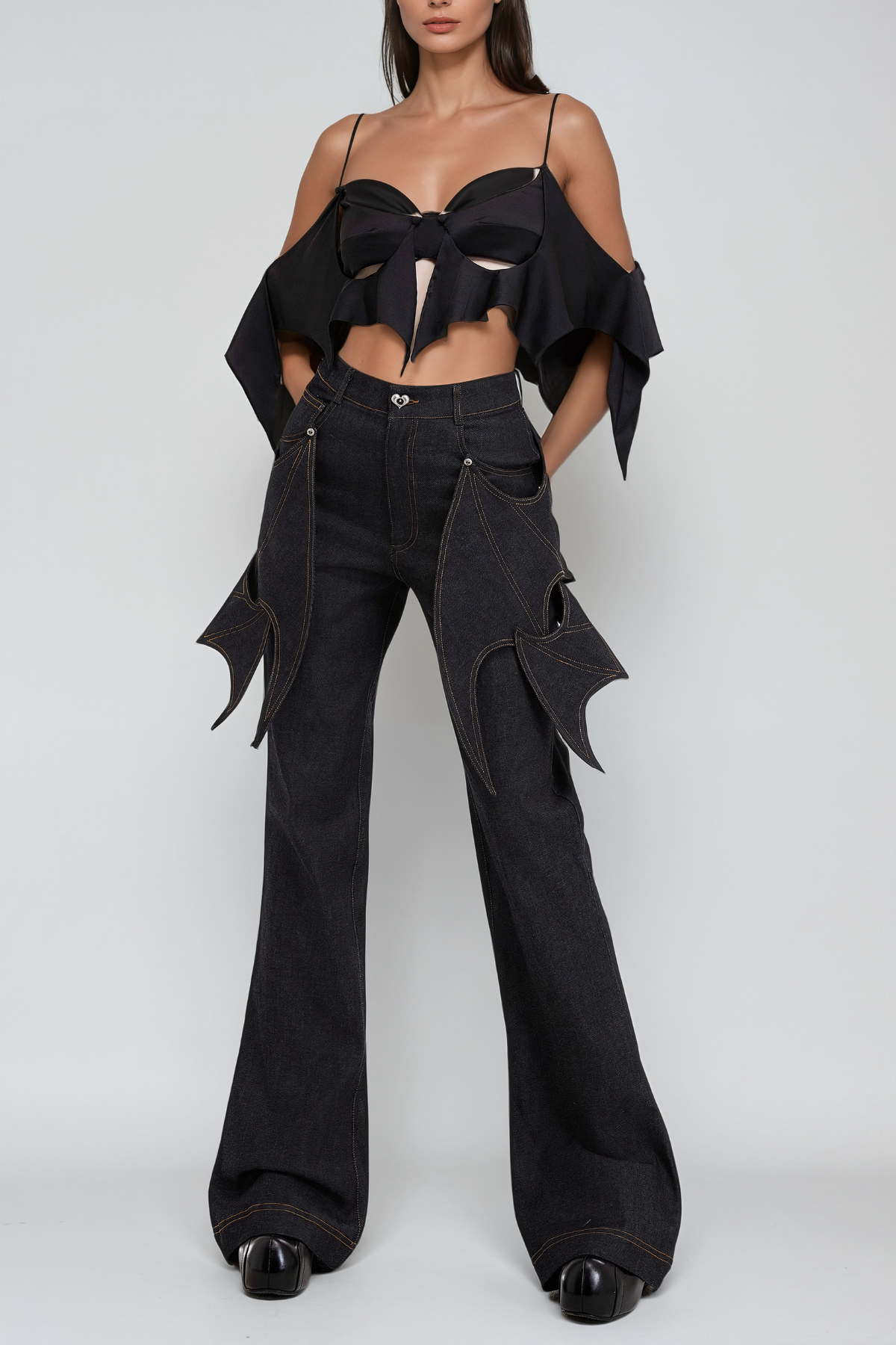 Agnetha Asymmetric Deconstruct Wing Jeans