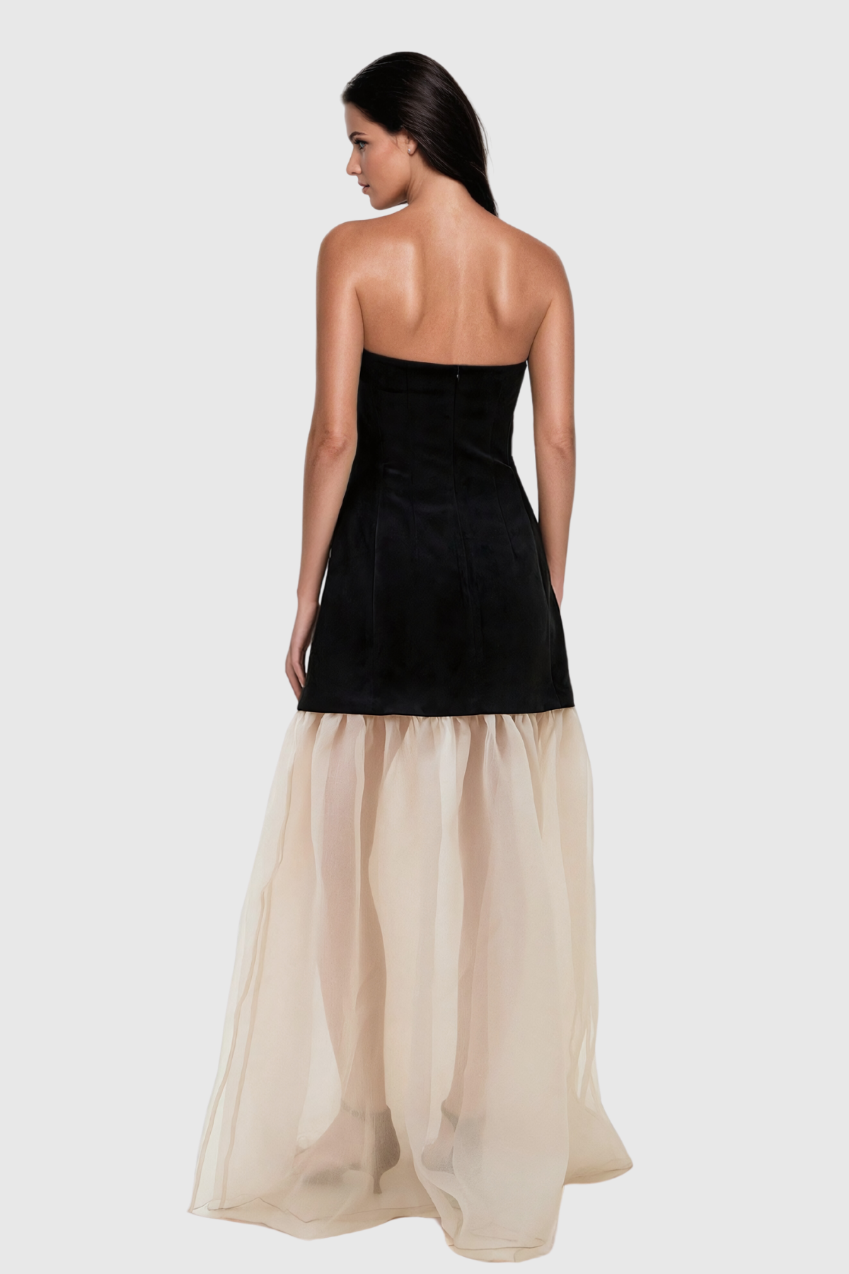 Agoyoanye Deconstruct Strapless Mesh Maxi Dress