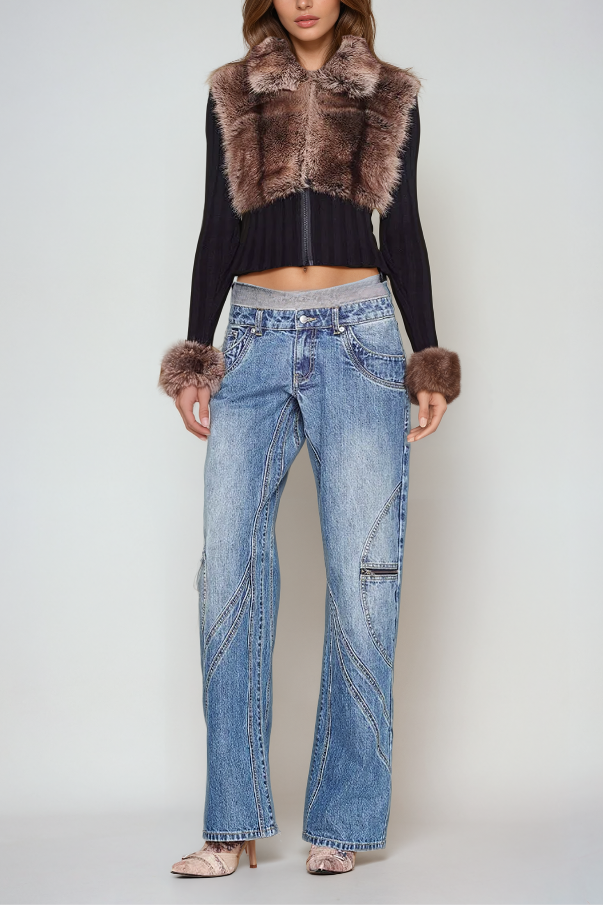 Agrafena Faux Fur Knit Top