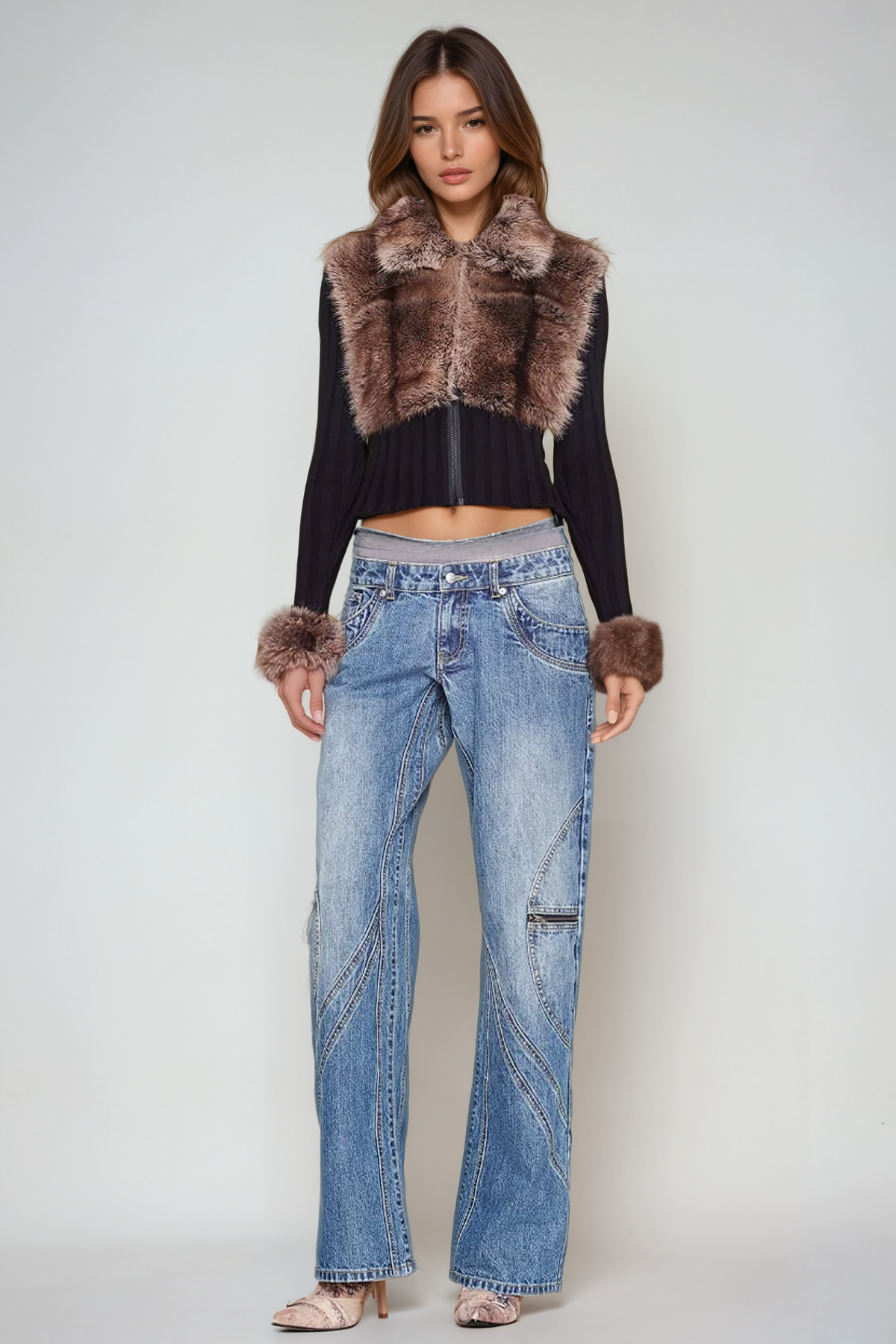 Agrafena Faux Fur Knit Top