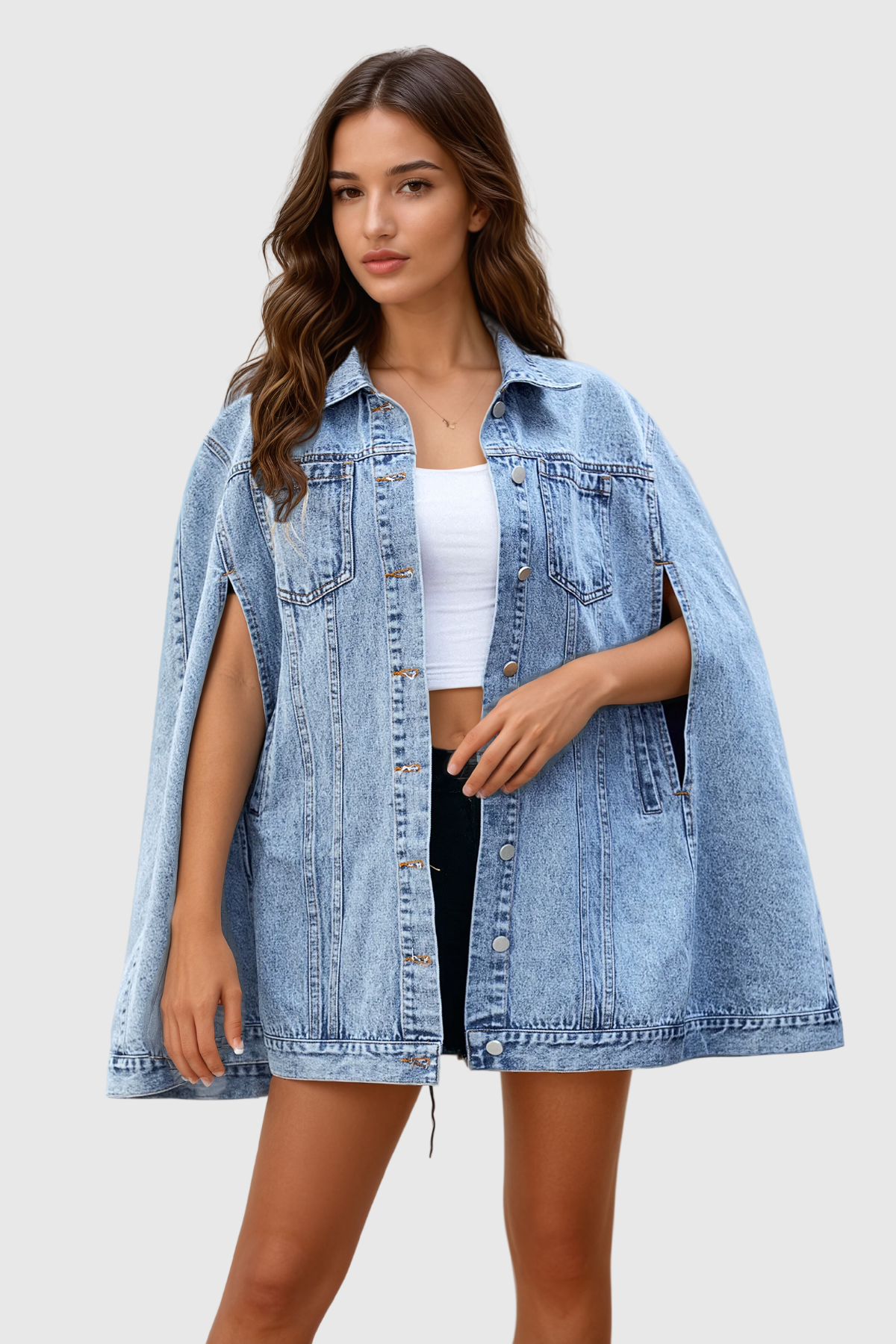 Agrippa Asymmetric Shawl Denim Jacket