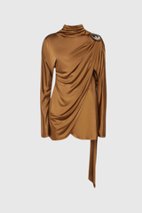 Agu Ruch Fringe Mini Dress In Khaki