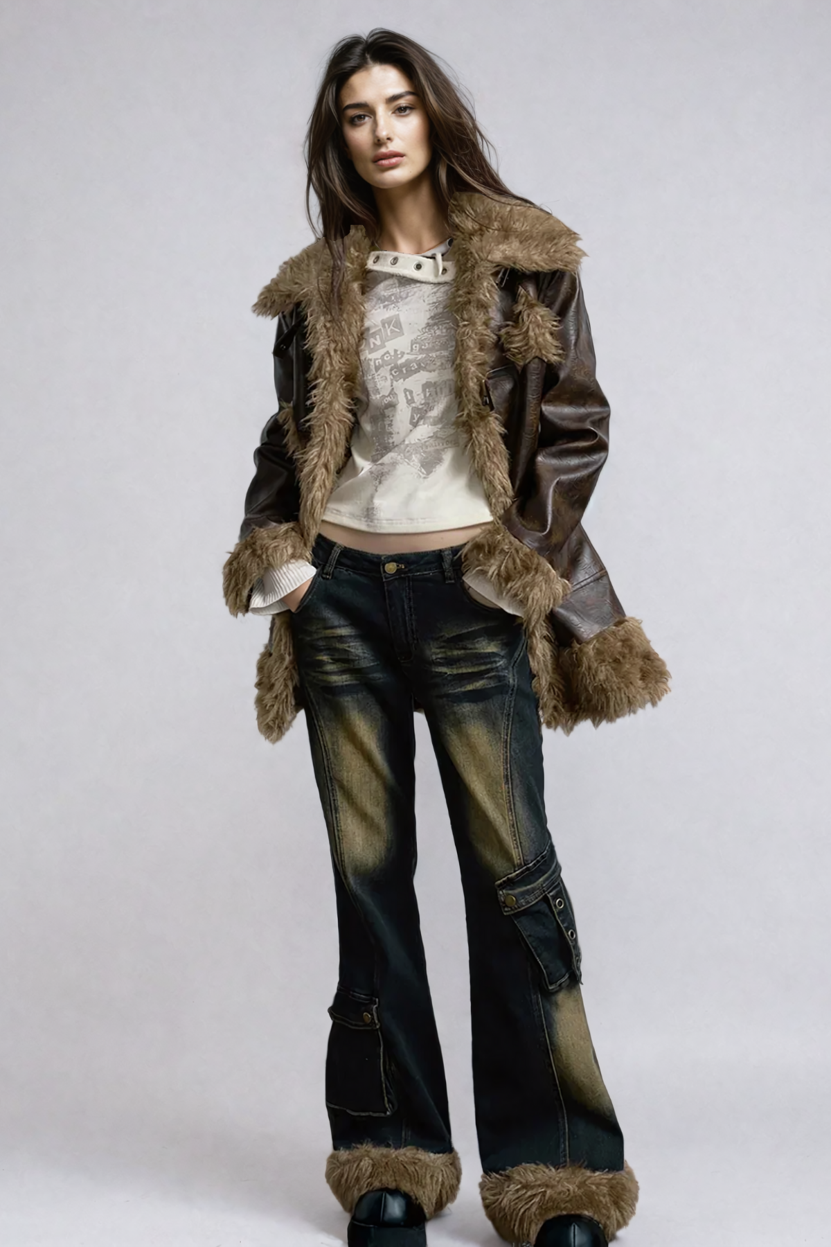 Agueda Pocket Faux Fur Jeans