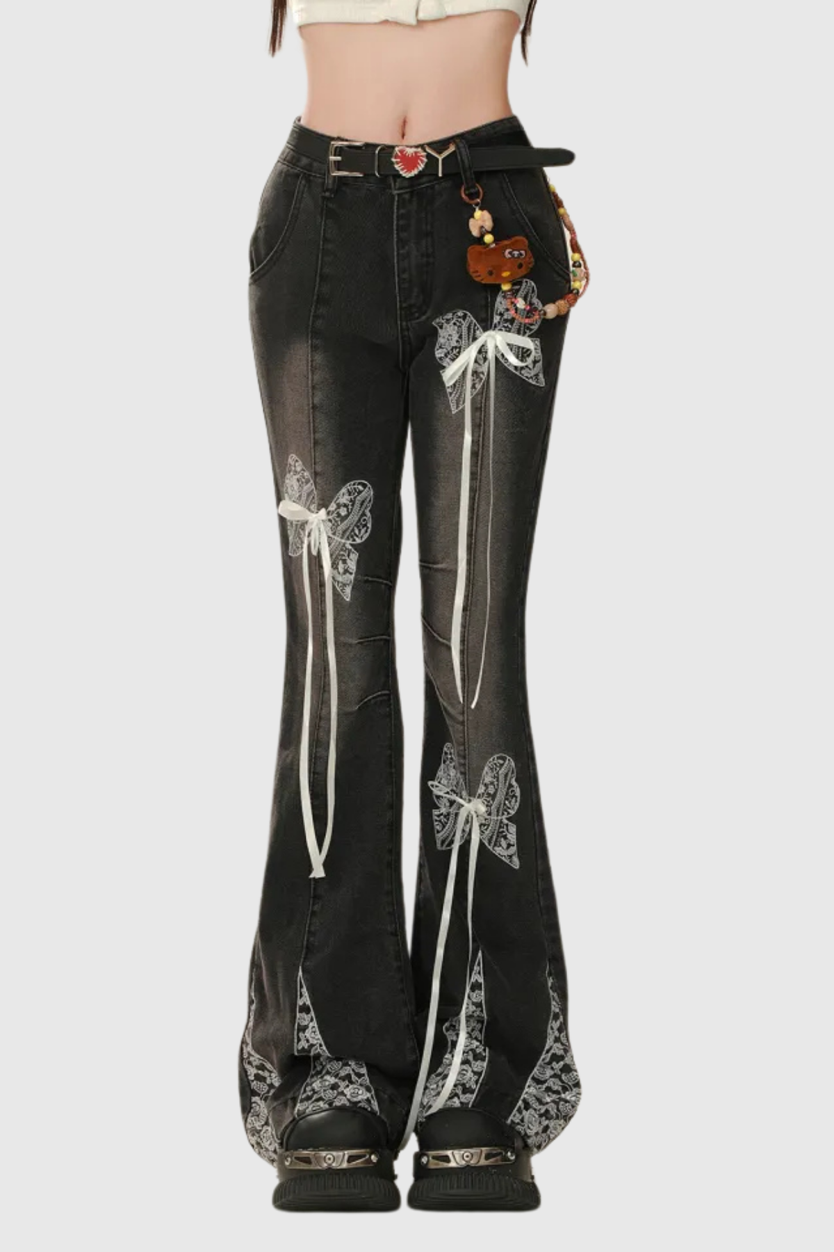 Aguilar Lace Bow Hayley Jeans In Black