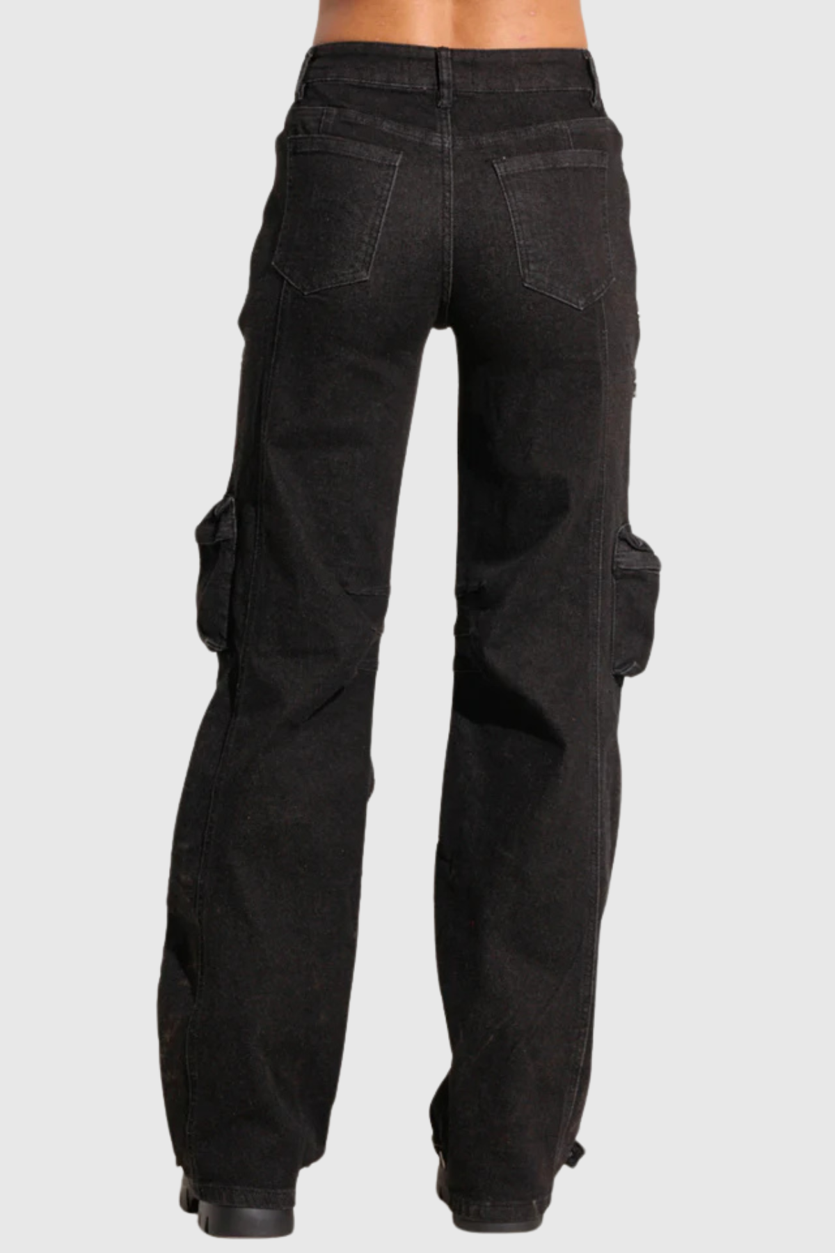 Ahava Diamond Cutout Cargo Jeans In Black