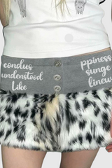 Ahmad Deconstruct Leopard Faux Fur Short Skirt