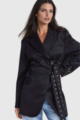 Aibhne Buckle Lapel Blazer In Black