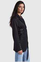 Aibhne Buckle Lapel Blazer In Black