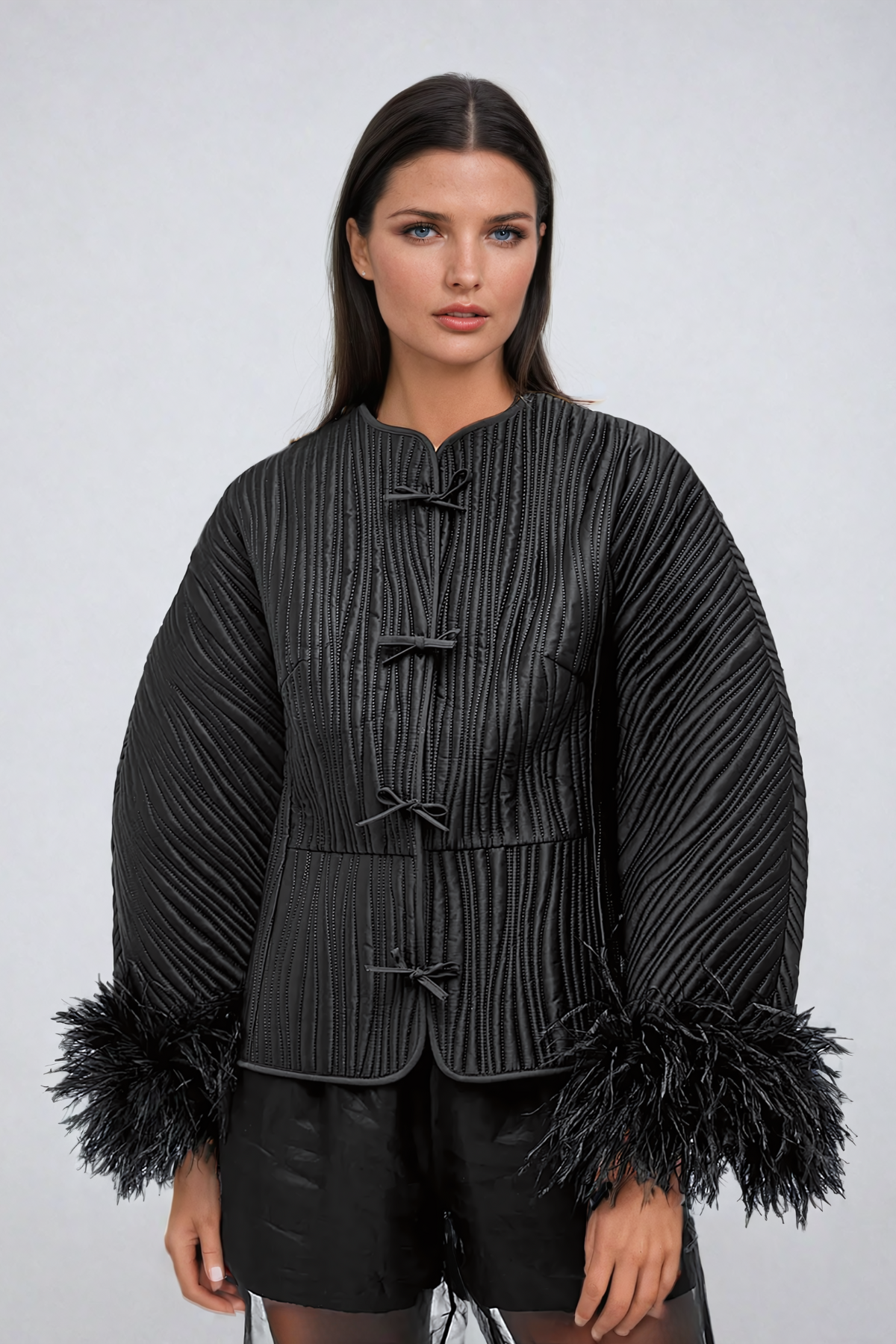 Ailsa Deconstruct Feather Ruch Jacket