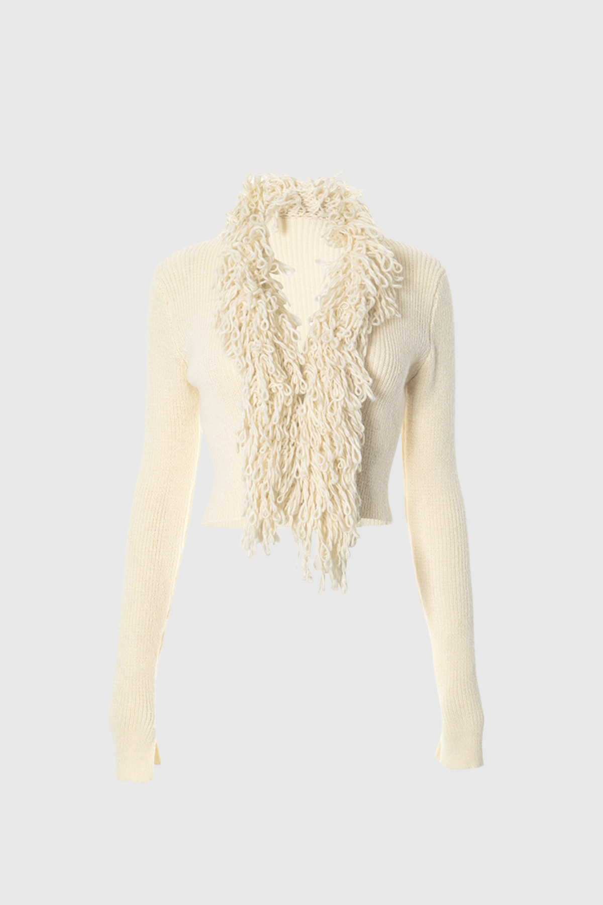 Aimee Fringe Plunge Knit Top In Apricot