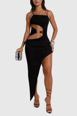 Aimi Cutout Asymmetric Split Maxi Dress