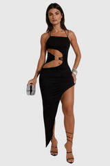 Aimi Cutout Asymmetric Split Maxi Dress