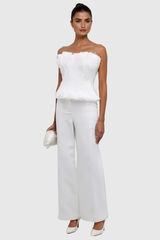 Akili Strapless Ruch  Ruffle Top In White
