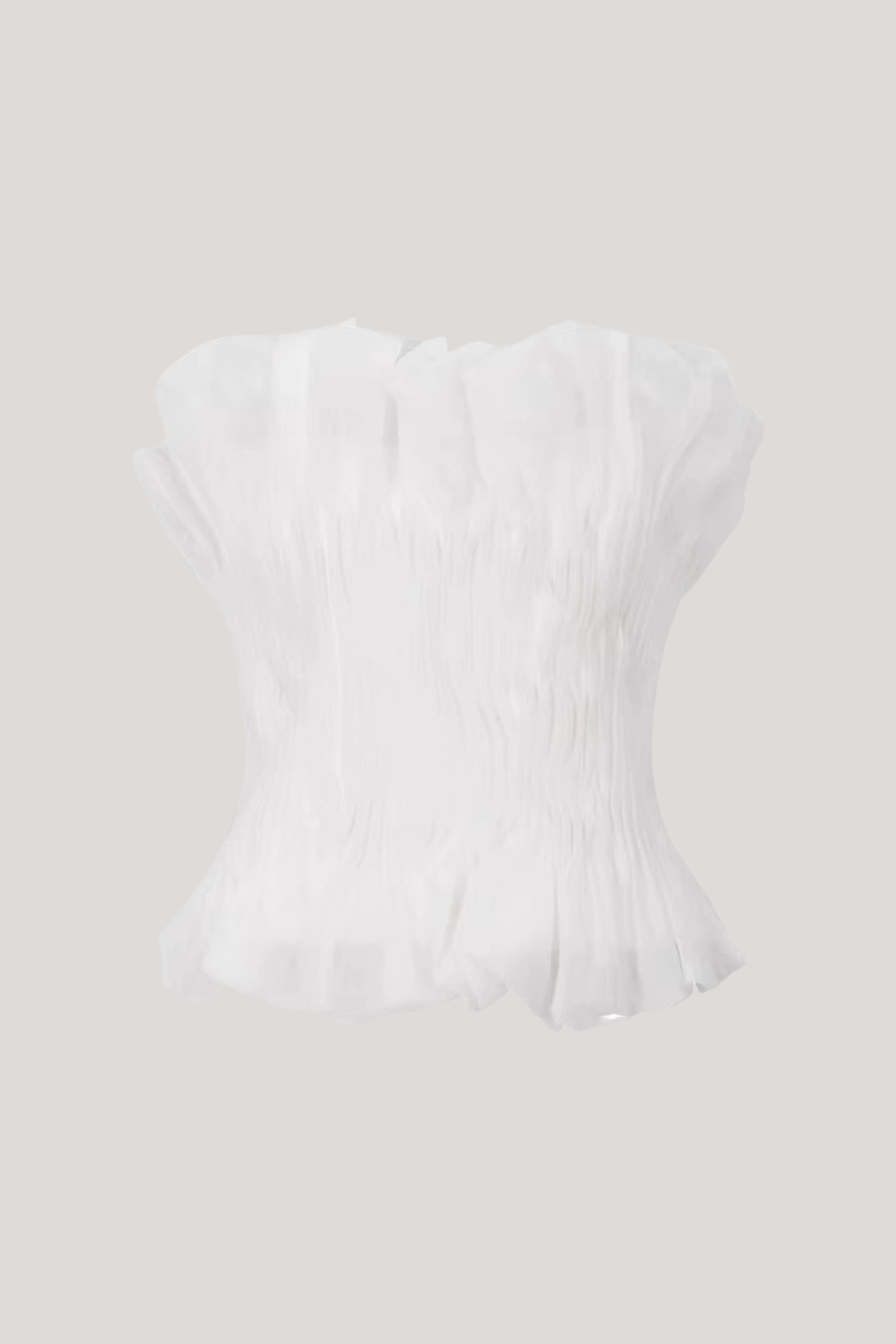Akili Strapless Ruch  Ruffle Top In White