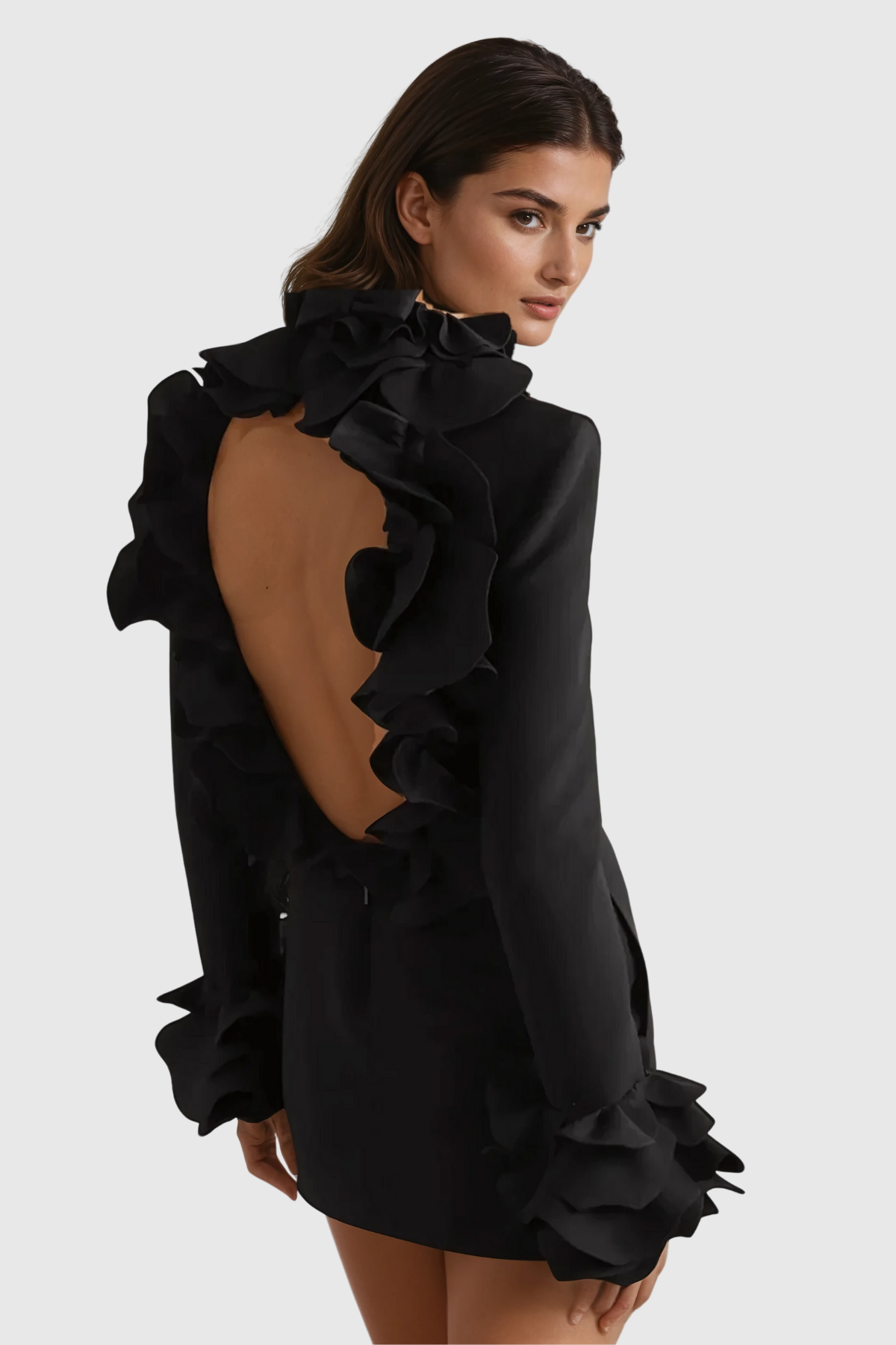 Alessandro Ruffle Backless Mini Dress
