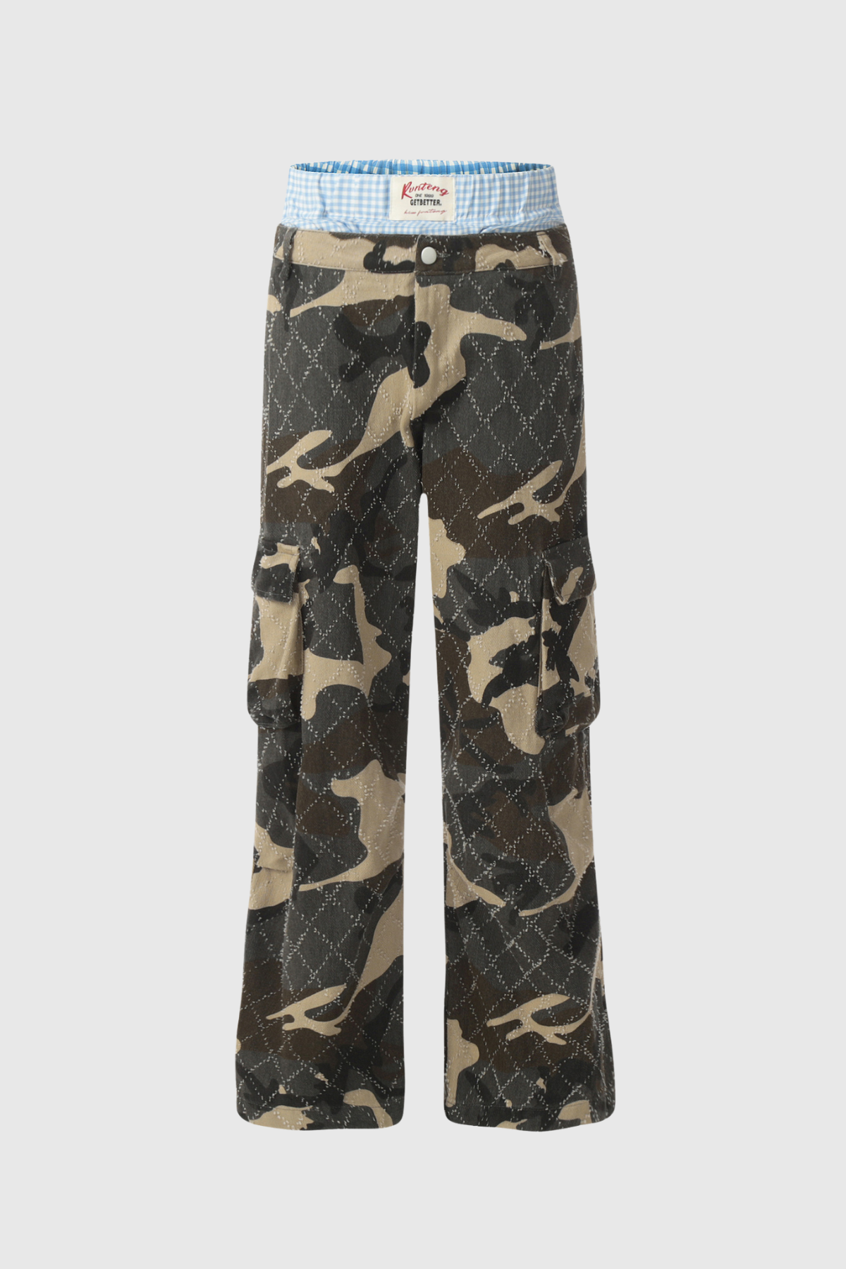 Alick Camouflage Print Deconstruct Cargo Jeans