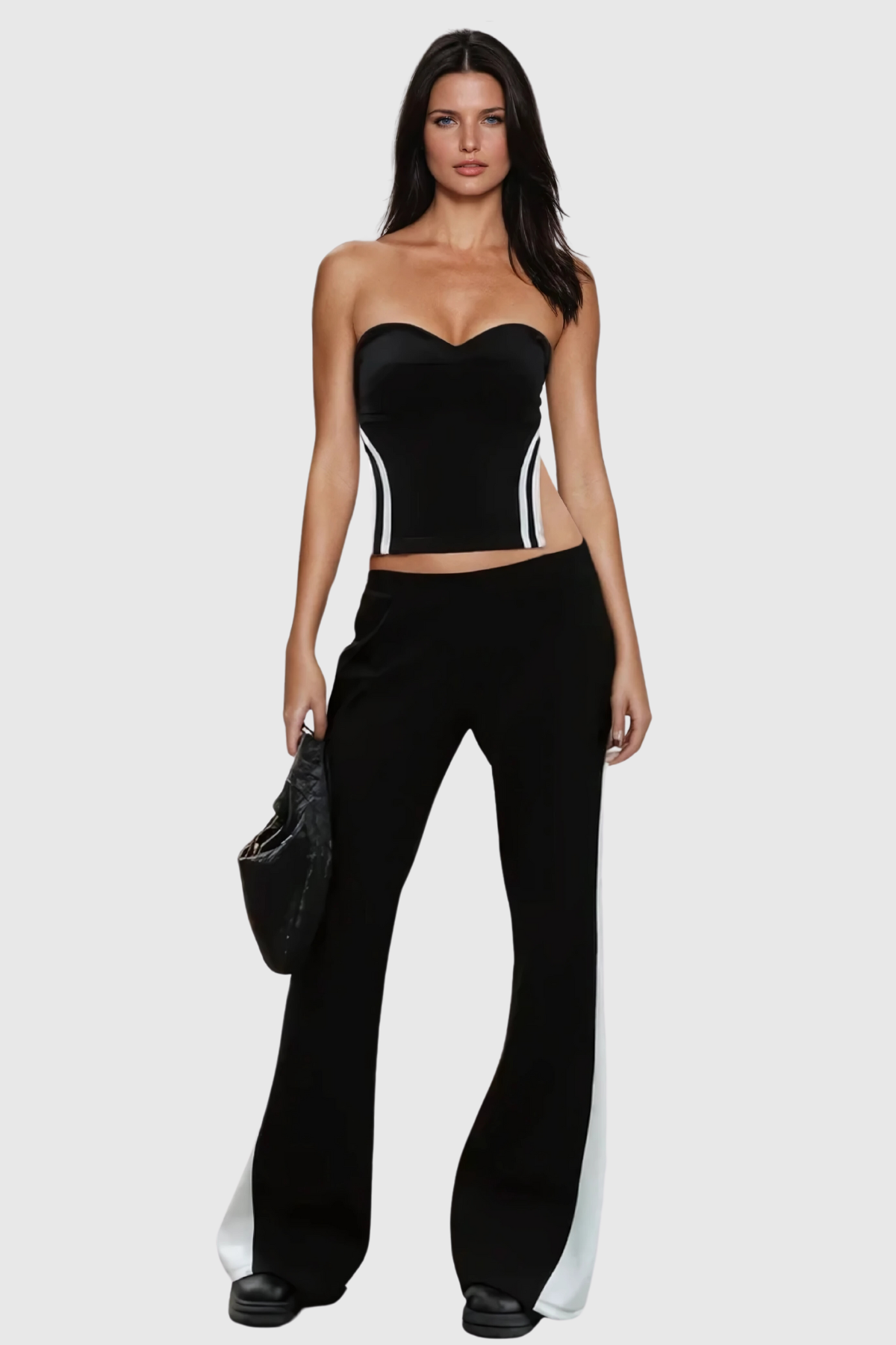 Aliona Strapless Stripe Pants Set