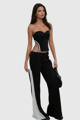 Aliona Strapless Stripe Pants Set