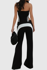 Aliona Strapless Stripe Pants Set