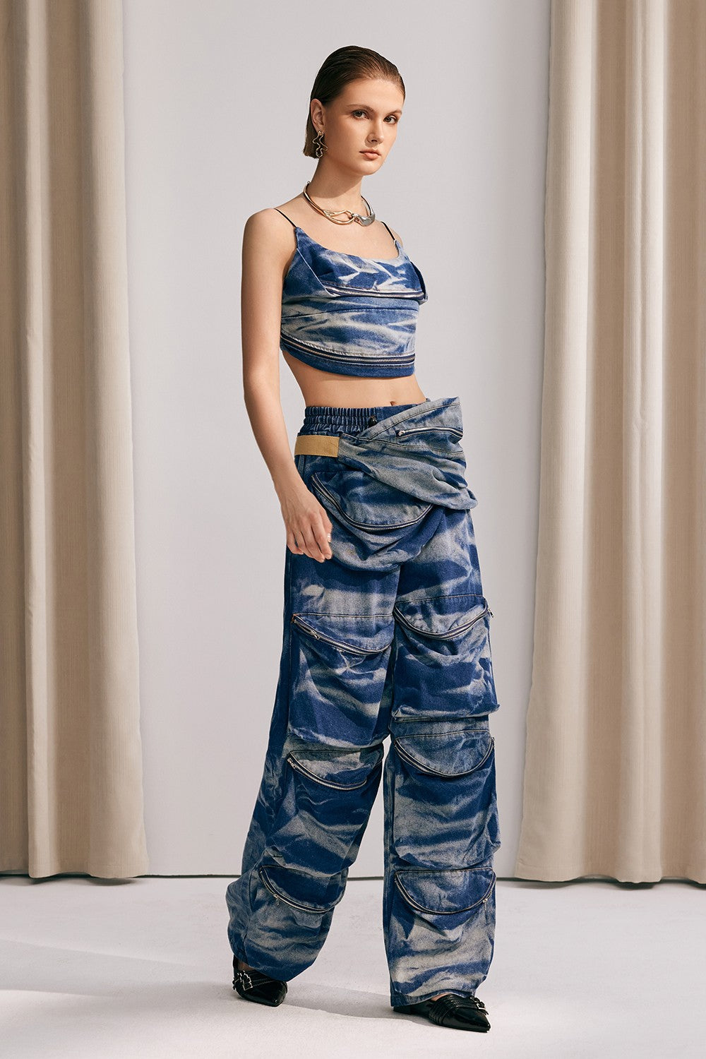 Elowyn Camouflage Print Denim Sets