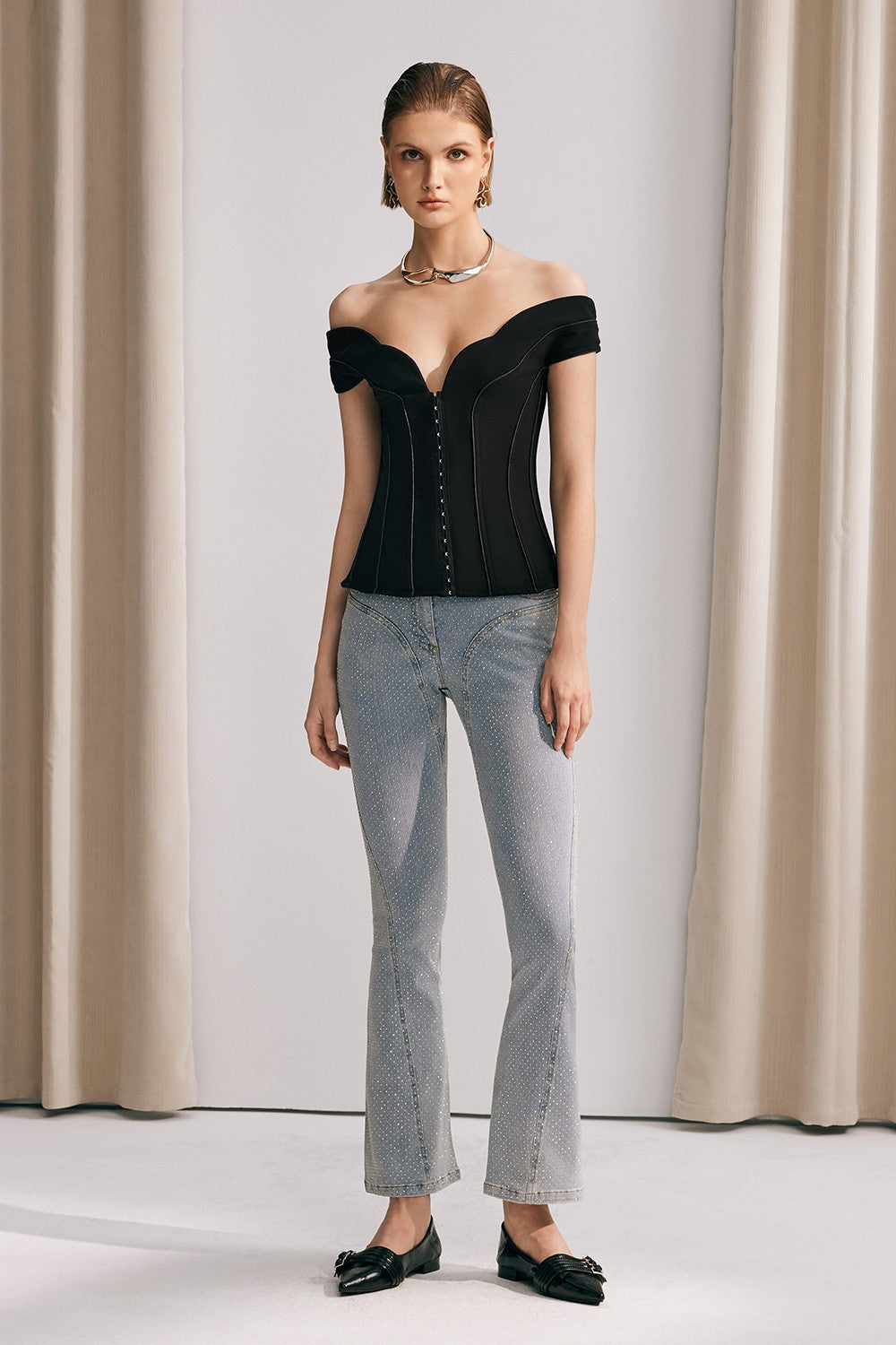 Alison Rhinestone Embellished Jeans