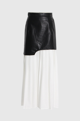 Alitzel Leather Mesh Midi Skirt In White