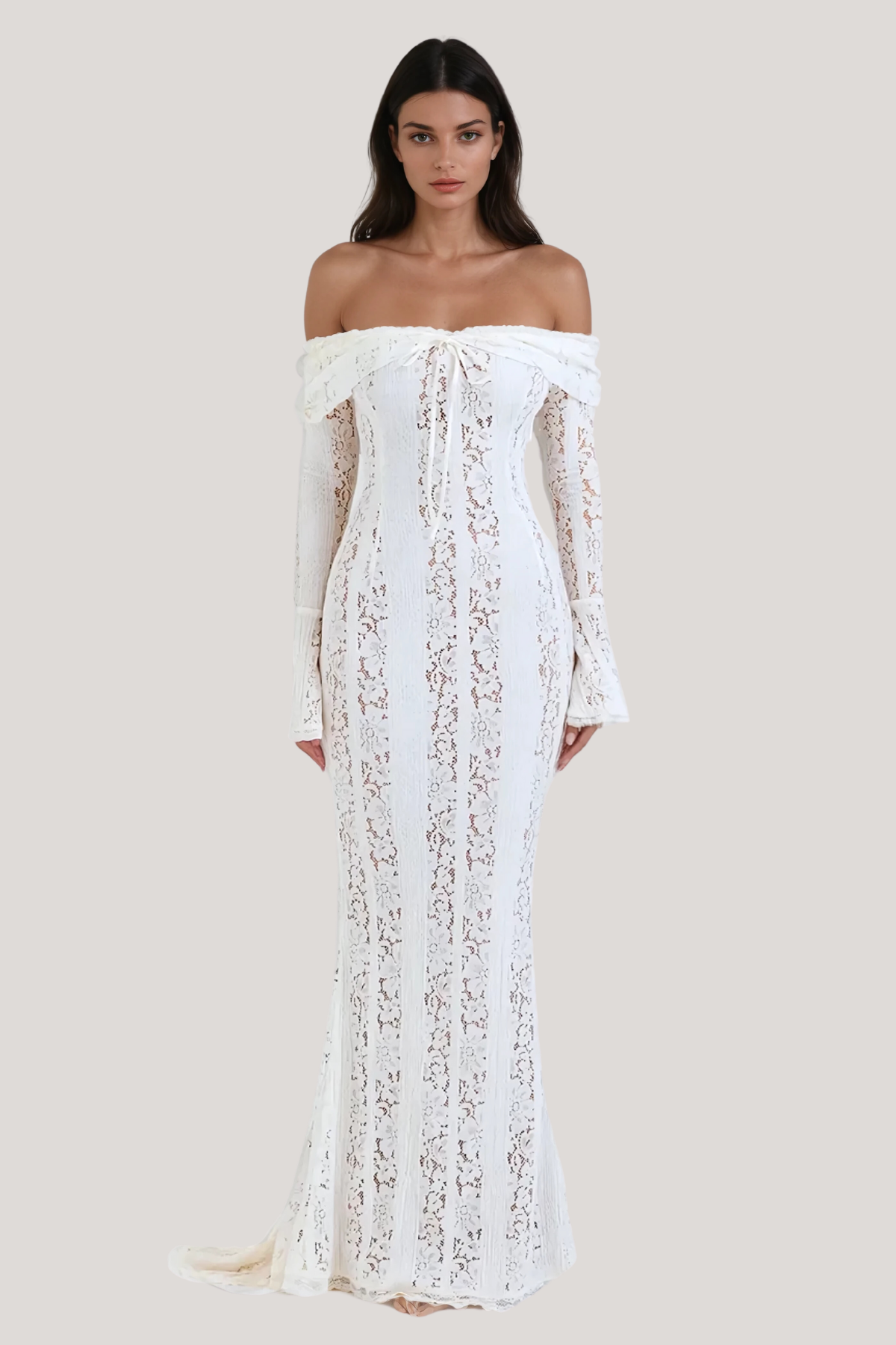 Alladitta Lace Off Shoulder Cutout Maxi Dress