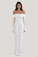 Alladitta Lace Off Shoulder Cutout Maxi Dress