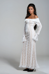 Alladitta Lace Off Shoulder Cutout Maxi Dress