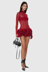 Alona Mesh Flower Mini Dress