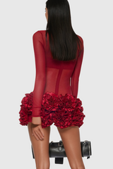 Alona Mesh Flower Mini Dress