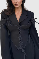 Alonsa Corset Lace Up Blazer In Black