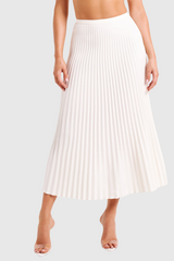 Alora Sleeveless Lapel Ruch Skirt Set In White