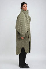 Alperen Shawl Asymmetric Cotton Coat In Green