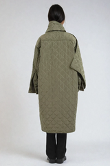 Alperen Shawl Asymmetric Cotton Coat In Green