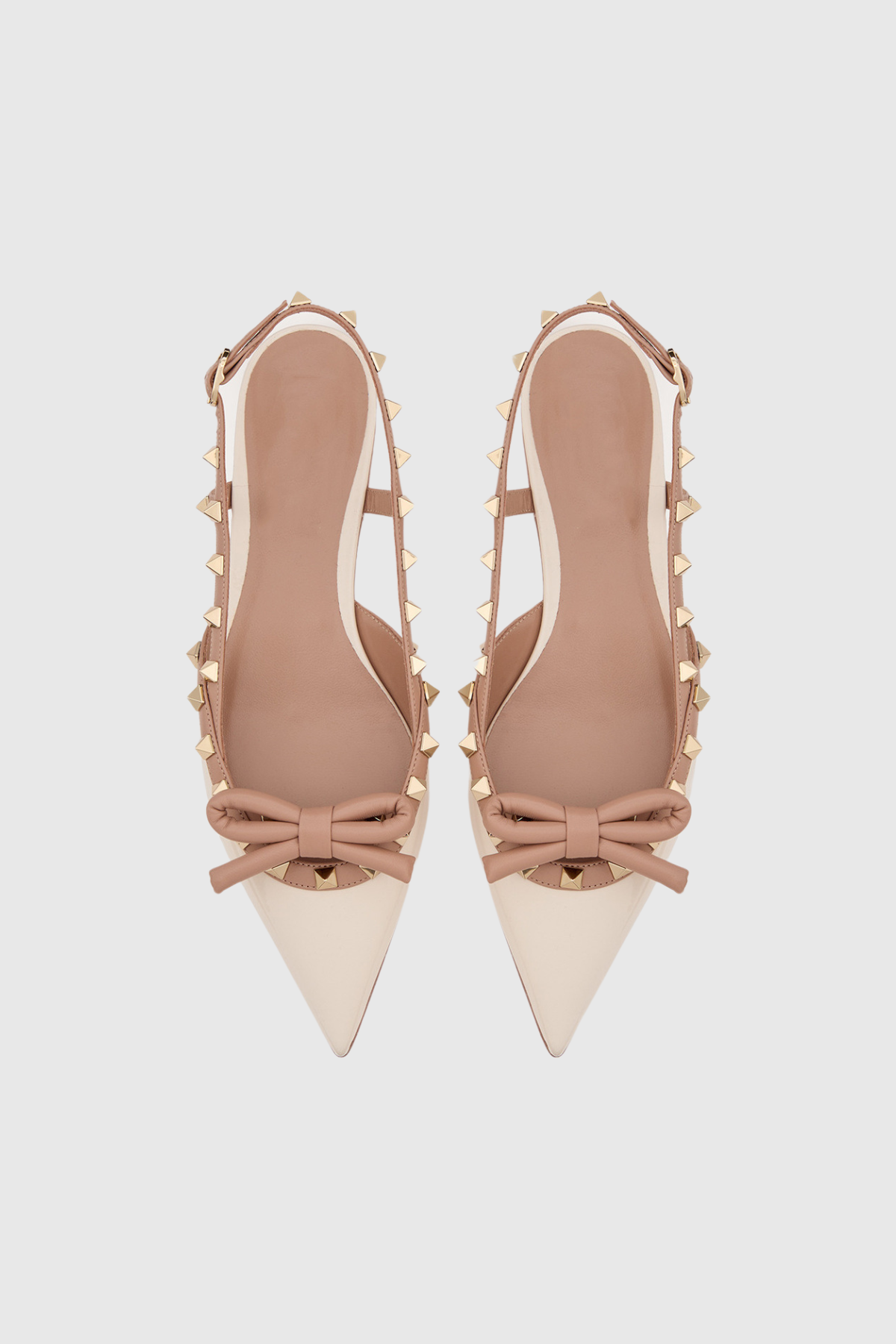 Alpha Ballerinas mit Nieten und Schleife in Aprikose