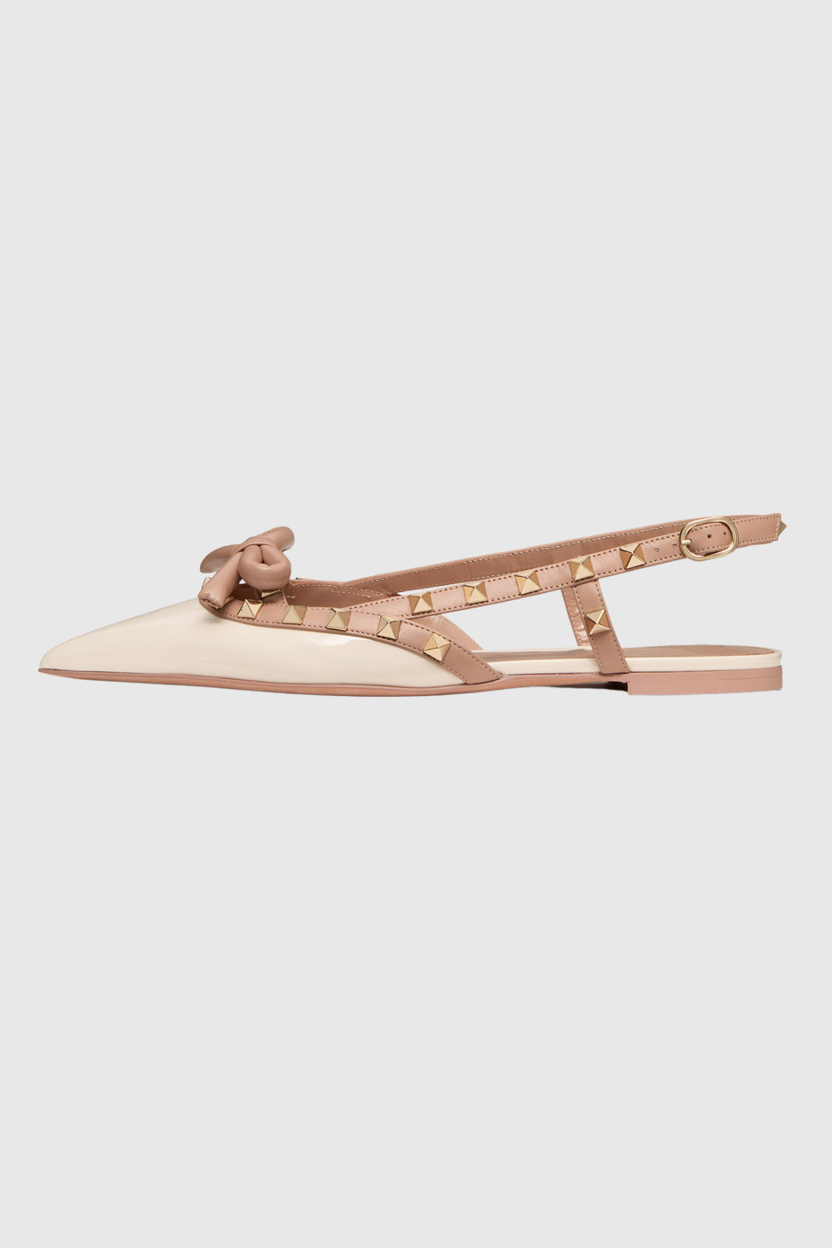 Alpha Ballerinas mit Nieten und Schleife in Aprikose