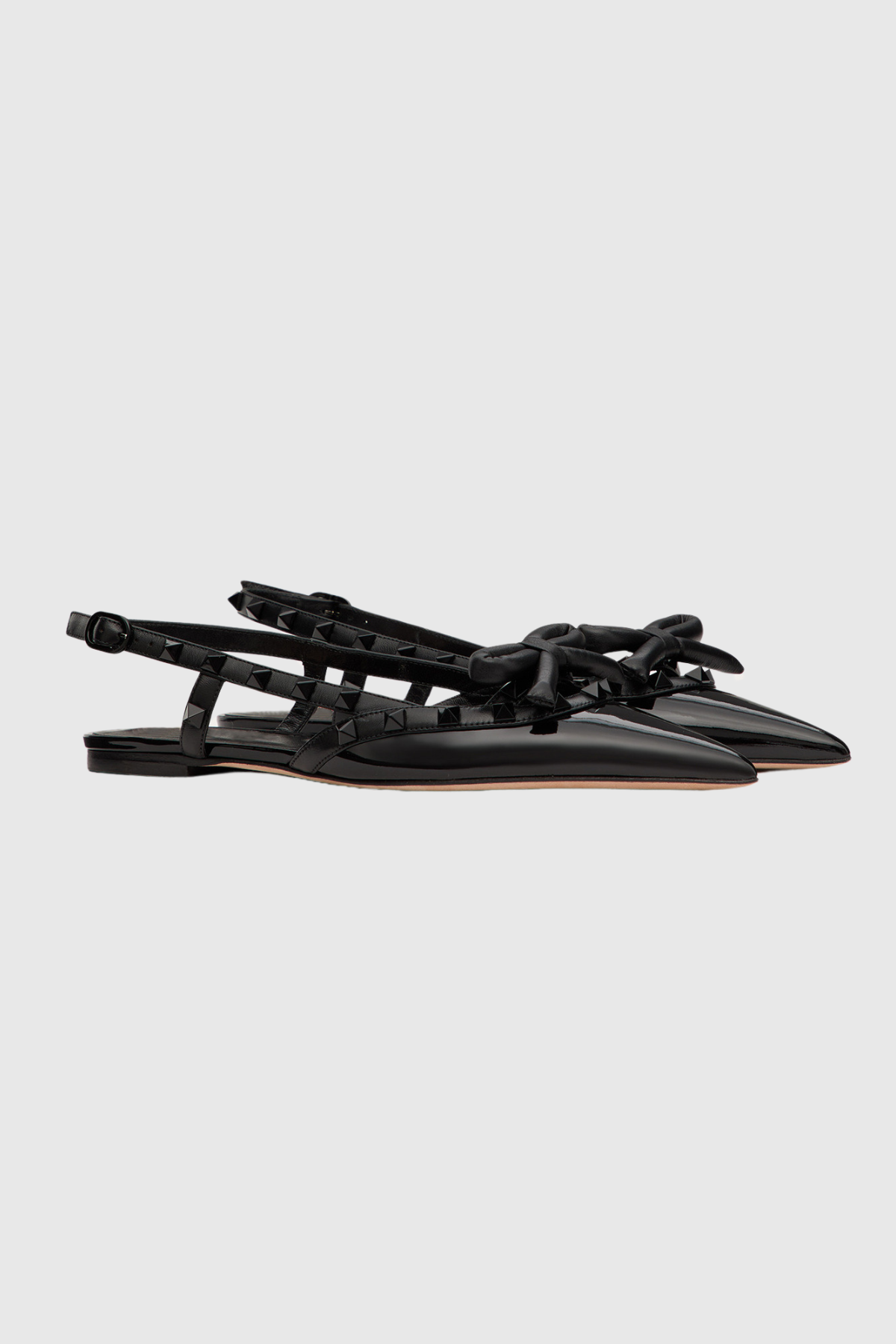 Alpha Ballerinas mit Nieten und Schleife in Schwarz