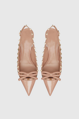 Alpha Ballerinas mit Nieten und Schleife in Rosa