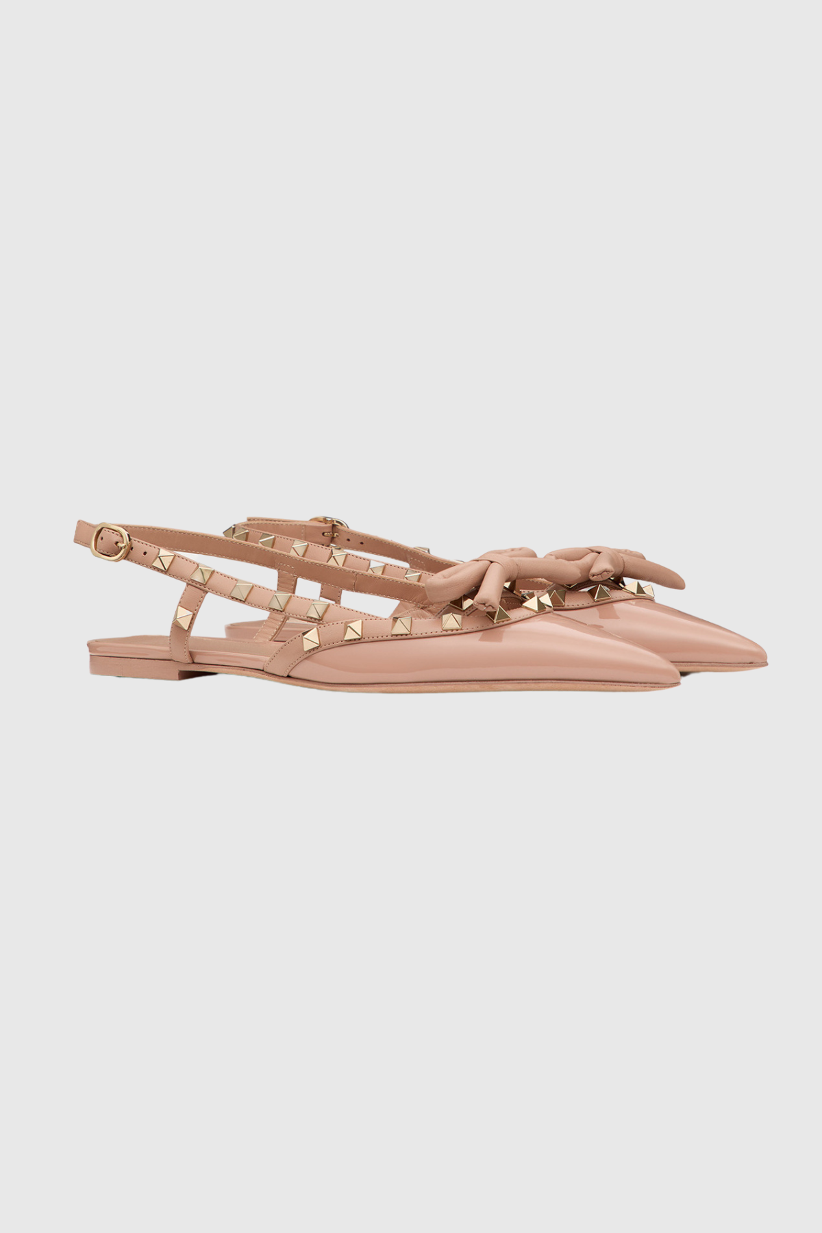 Alpha Ballerinas mit Nieten und Schleife in Rosa