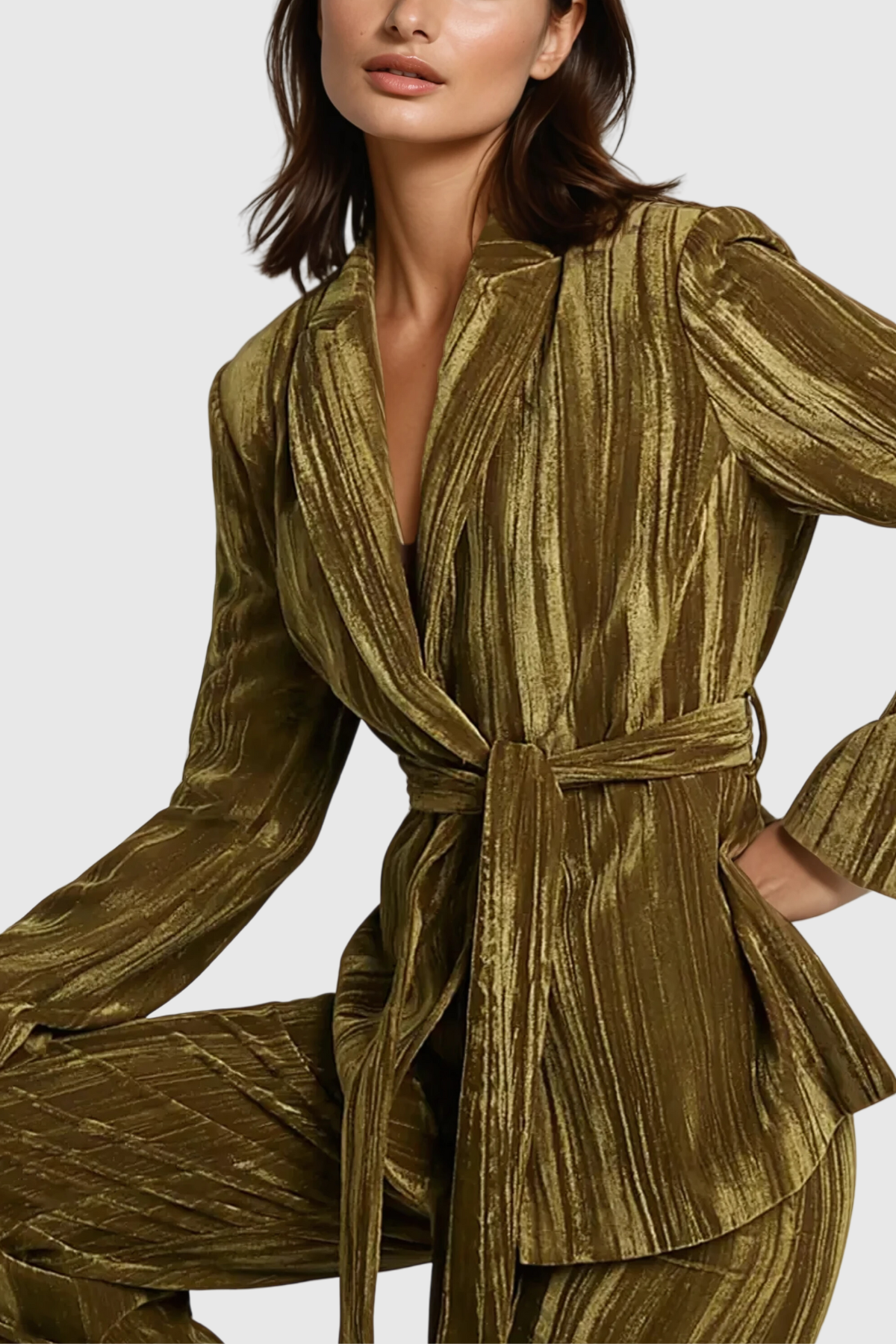 Althena – Gestreifter Blazer mit Schnürung und Revers
