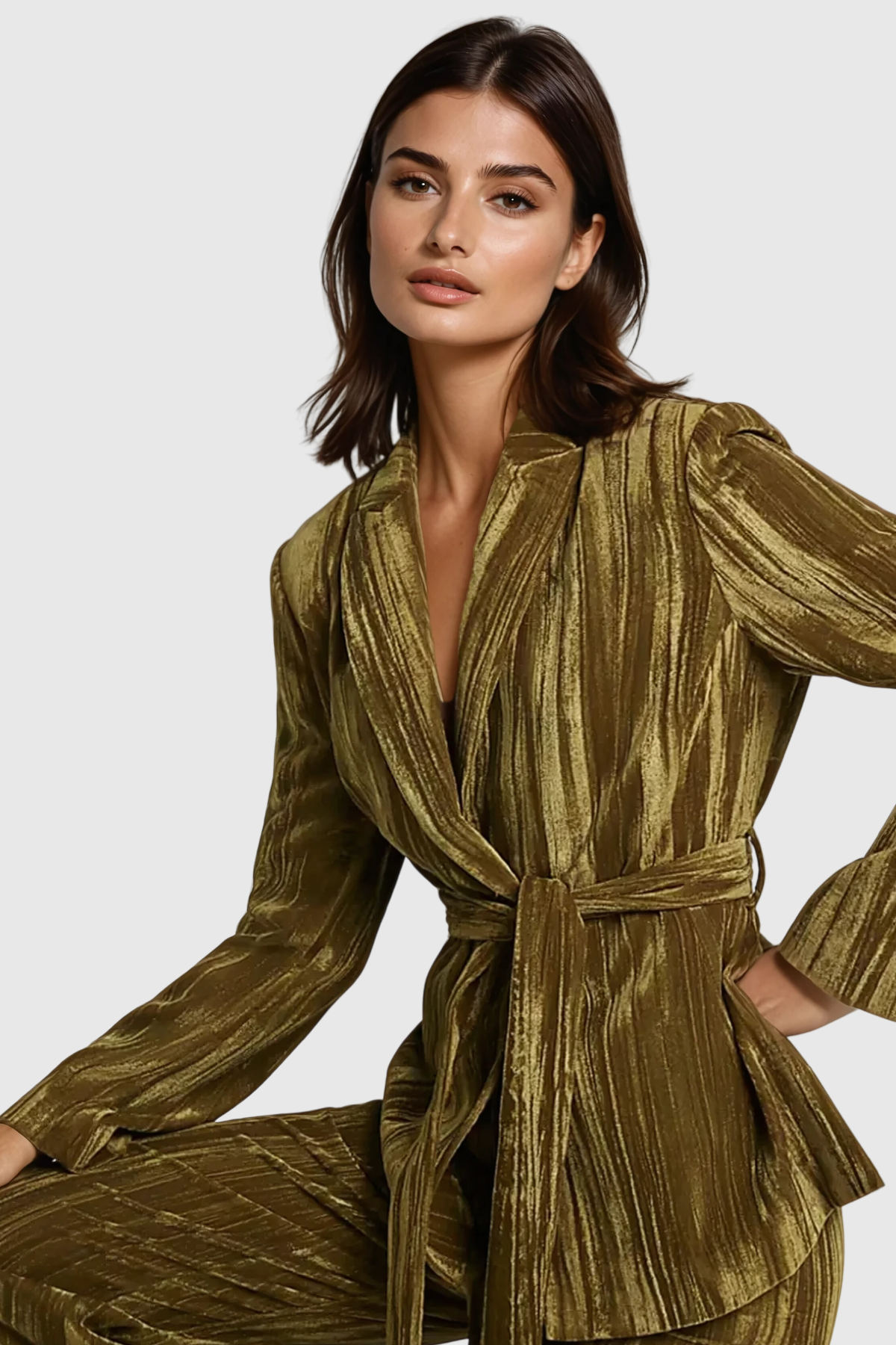 Althena – Gestreifter Blazer mit Schnürung und Revers