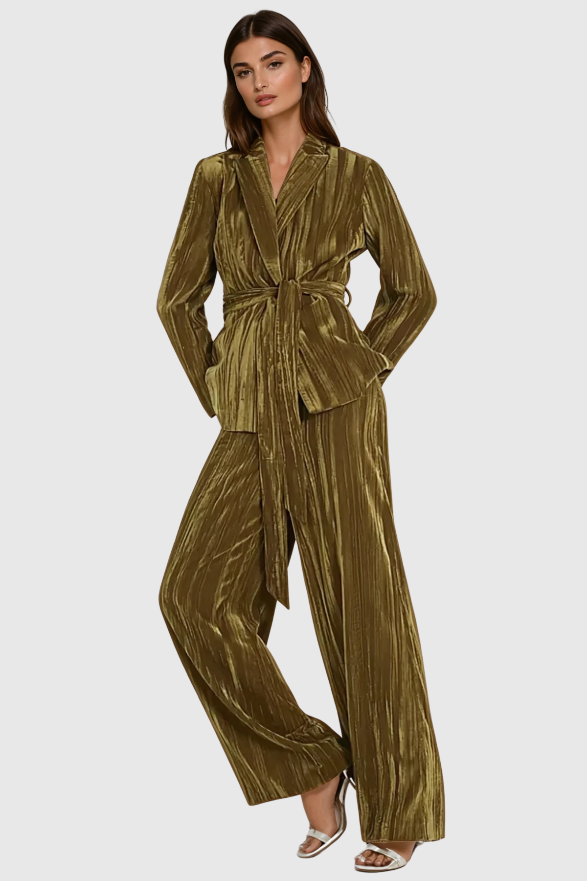 Althena – Gestreifter Blazer mit Schnürung und Revers