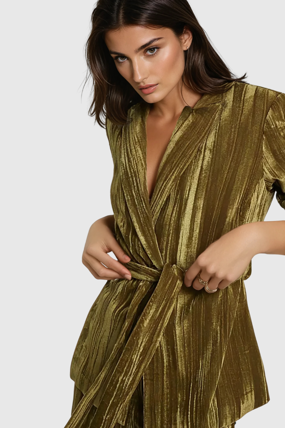 Althena – Gestreifter Blazer mit Schnürung und Revers